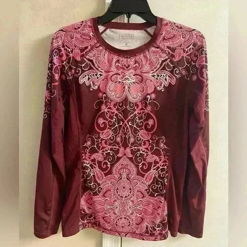 Athleta Floral Crewneck Pullover Top Small